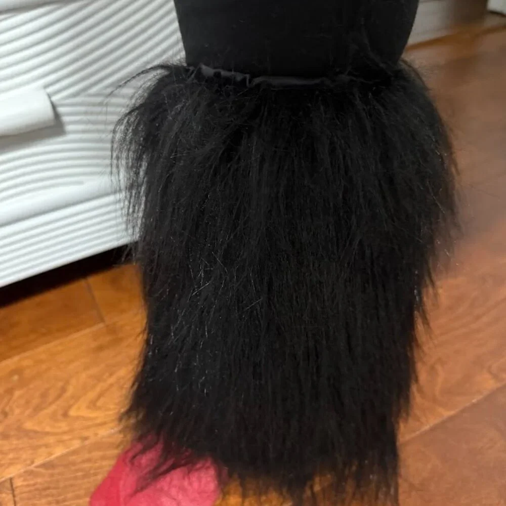 Black Faux Fur Boot Covers Leg Warmers